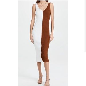 NWT STAUD Dana Dress in Tan/White
